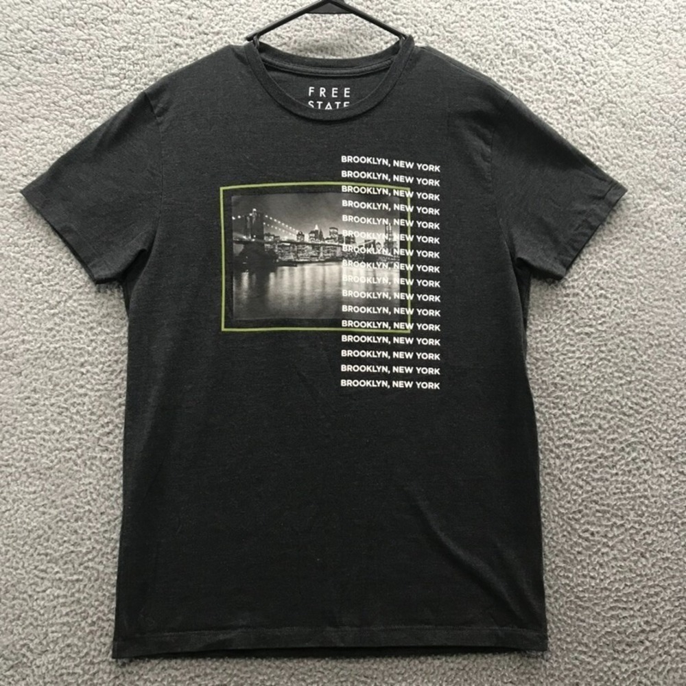 Brooklyn New York Graphic Men's Short Sleeve T Shirt Charcoal Size M